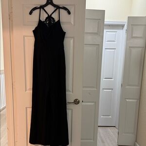 Elegant Black Lace-Trimmed Women's jumpsuit